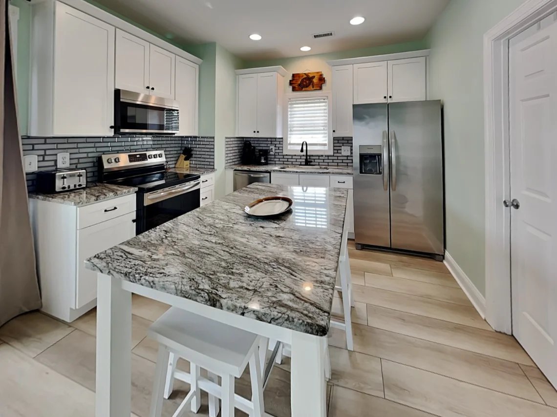 Kitchen with granite island
